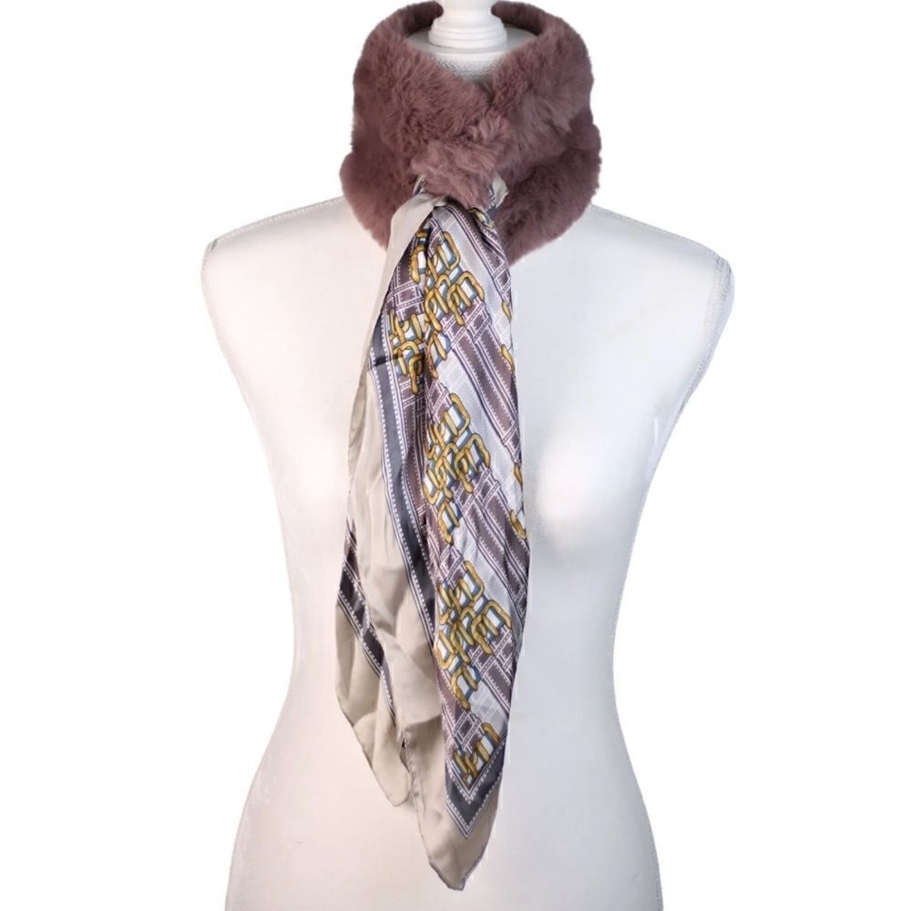 NWT Duchess faux fur and silk scarf style # JFK- 4003 great Christmas gi…